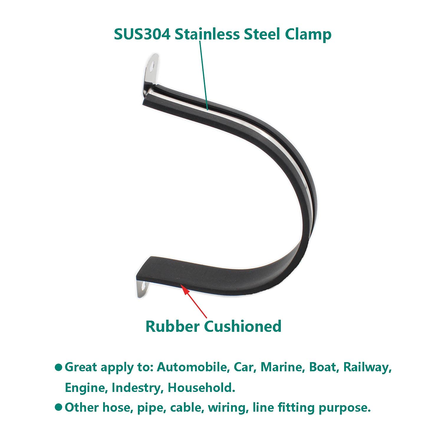 20pcs 3/4 Inch Stainless Steel Cable Clamps,Rubber Coated - View #5