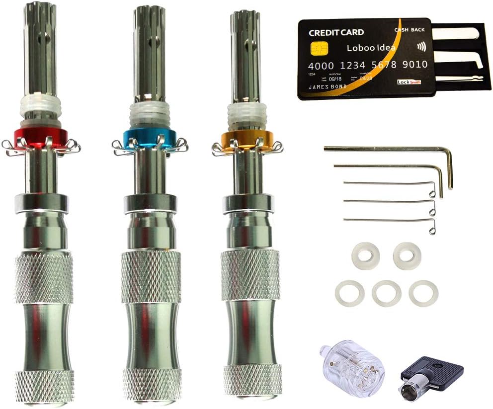Loboo Idea Locksmith Tubular Lock Pick Set, Tubular Key Lock Pick Set Und Credit Card Lock Pick Tool , Transparent Tubular Lock Locksmith Traning Kits für Anfänger und Profi-Schlosser