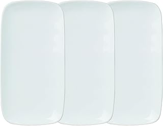 HIC Kitchen Sushi Plate Set, Fine White Porcelain, Set of 3