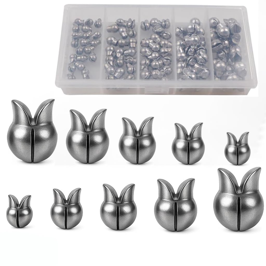 Removable Split Shot Fishing Weights & Sinkers 0.5g-2g Assorted Kit with Storage Box - Lead Sinkers for Drop Shot, Bass, Trout, Crappie, Freshwater & Saltwater Fishing