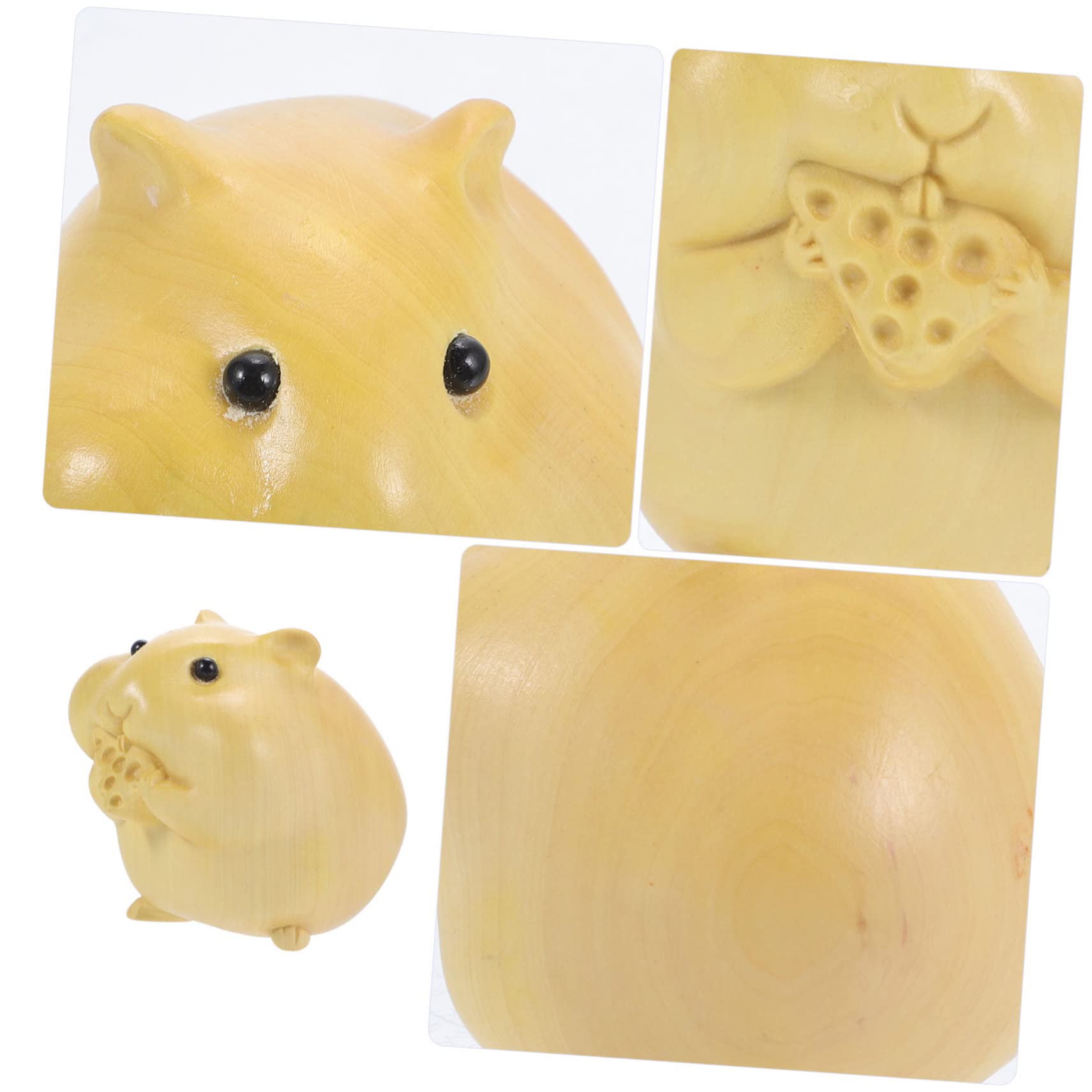 YARNOW 5pièces Figurine Bois De Hamster Sculptée Décoration Animalière Bois Artisanat Animal Statue De Rongeur pour Bureau Et Maison Adorable pour Fêtes Et Occasions Spéciales