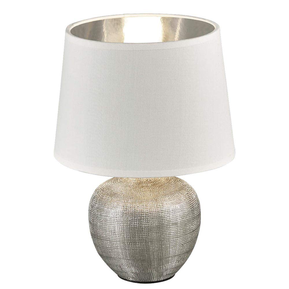Reality R50621089 Luxor, Lampada da tavolo, ceramica, E14, argento, 18 x 18 x 26 cm