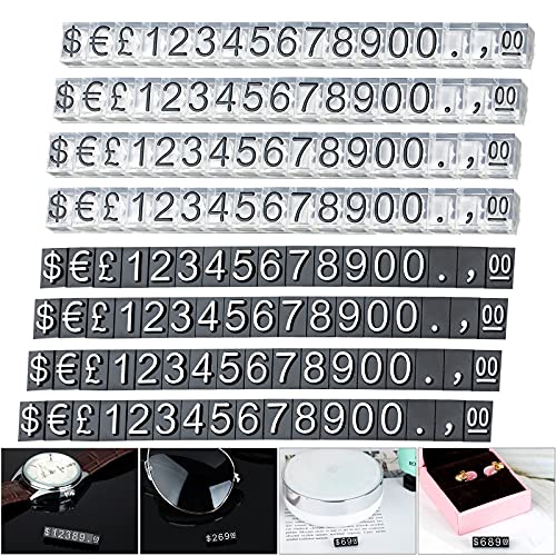 URCheers Juego de 10 placas de precio, con números ajustables, para mostrador de mostrador de la tienda, color transparente y negro