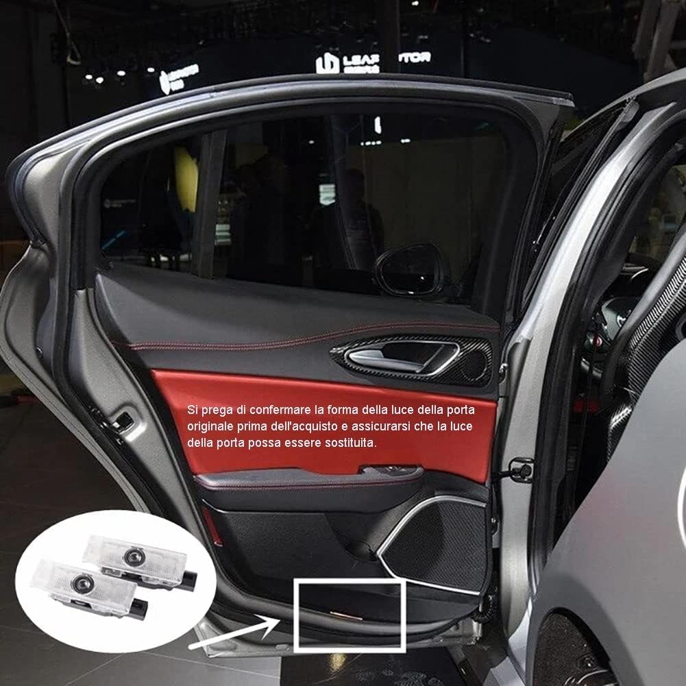 Luci Proiettore Porta Auto Gmili - LED Sottoscocca Con Logo Per Alfa Romeo 159/Giulia/Mito/Stelvio