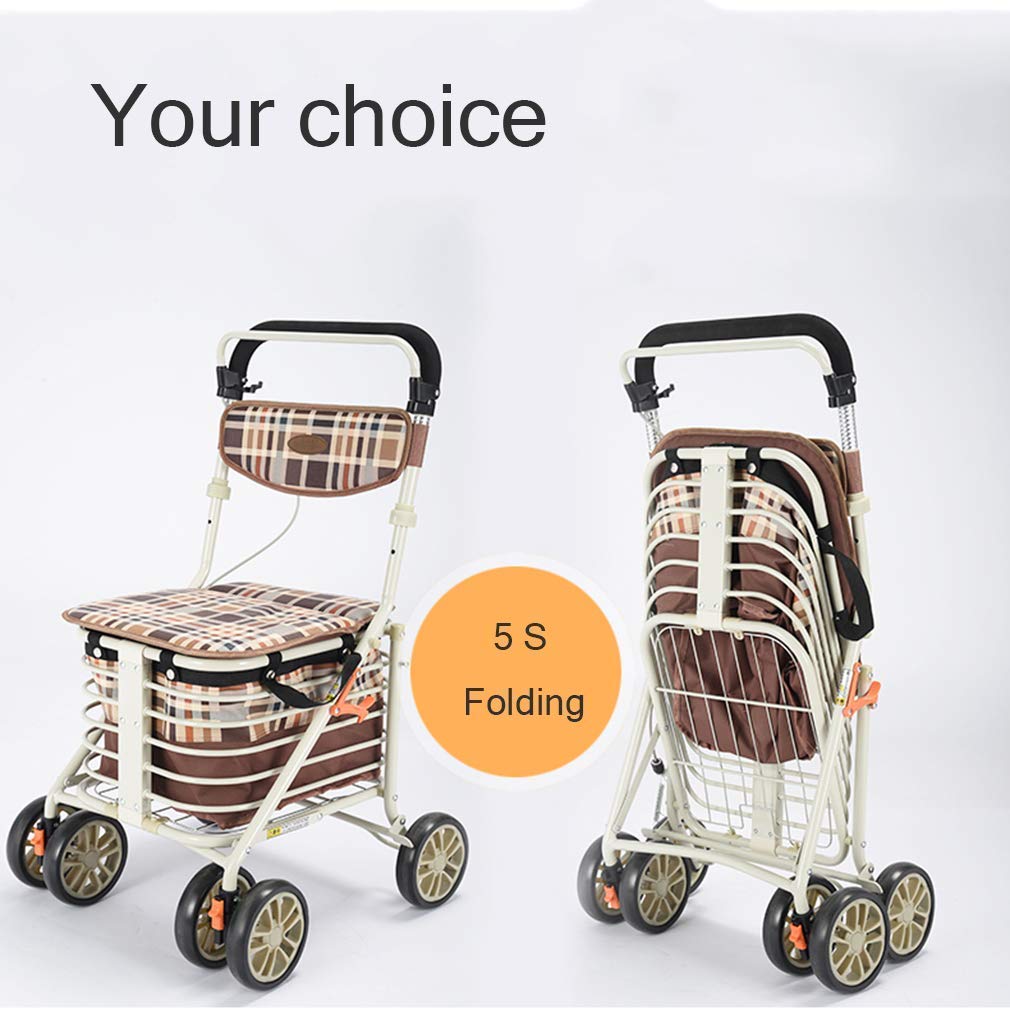 Walker, Heavy Duty Koszyk na zakupy z siedziskiem, 4 koła Medyczne pomoce do chodzenia Składany, Drive Rollator Walker Lekka rama ze stopu aluminium o wysokiej jakości, używana do spacerów seniorów