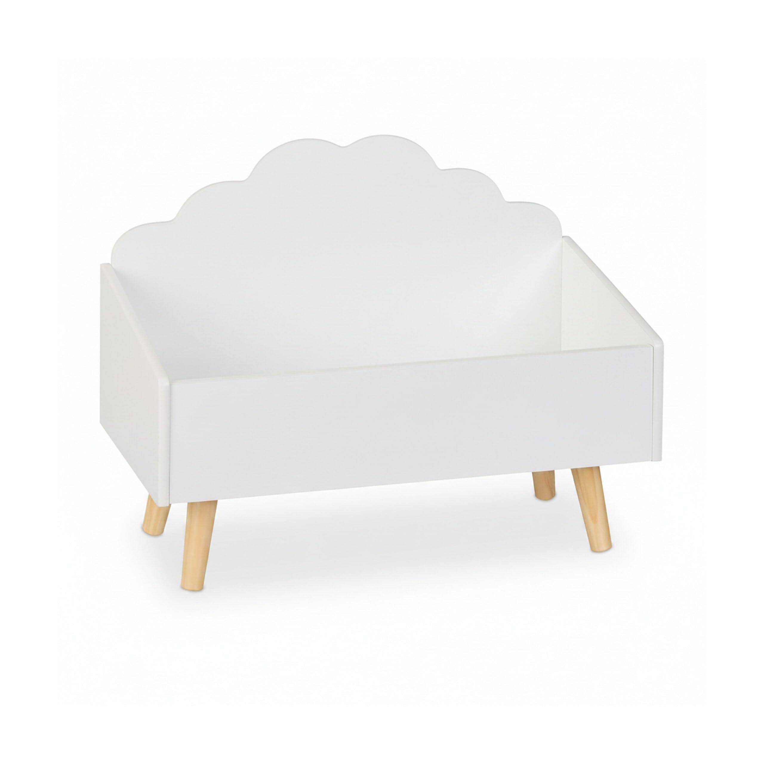 Relaxdays Coffre à Jouets, en Forme de Nuage, Aussi pour Les Livres, H x L x P : 45 x 58 x 28 cm, Blanc et Nature
