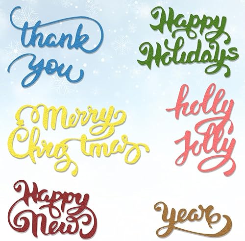 Troqueles de palabras navideñas para hacer tarjetas, troqueles de corte de feliz año nuevo, plantillas de troqueles de agradecimiento para álbumes