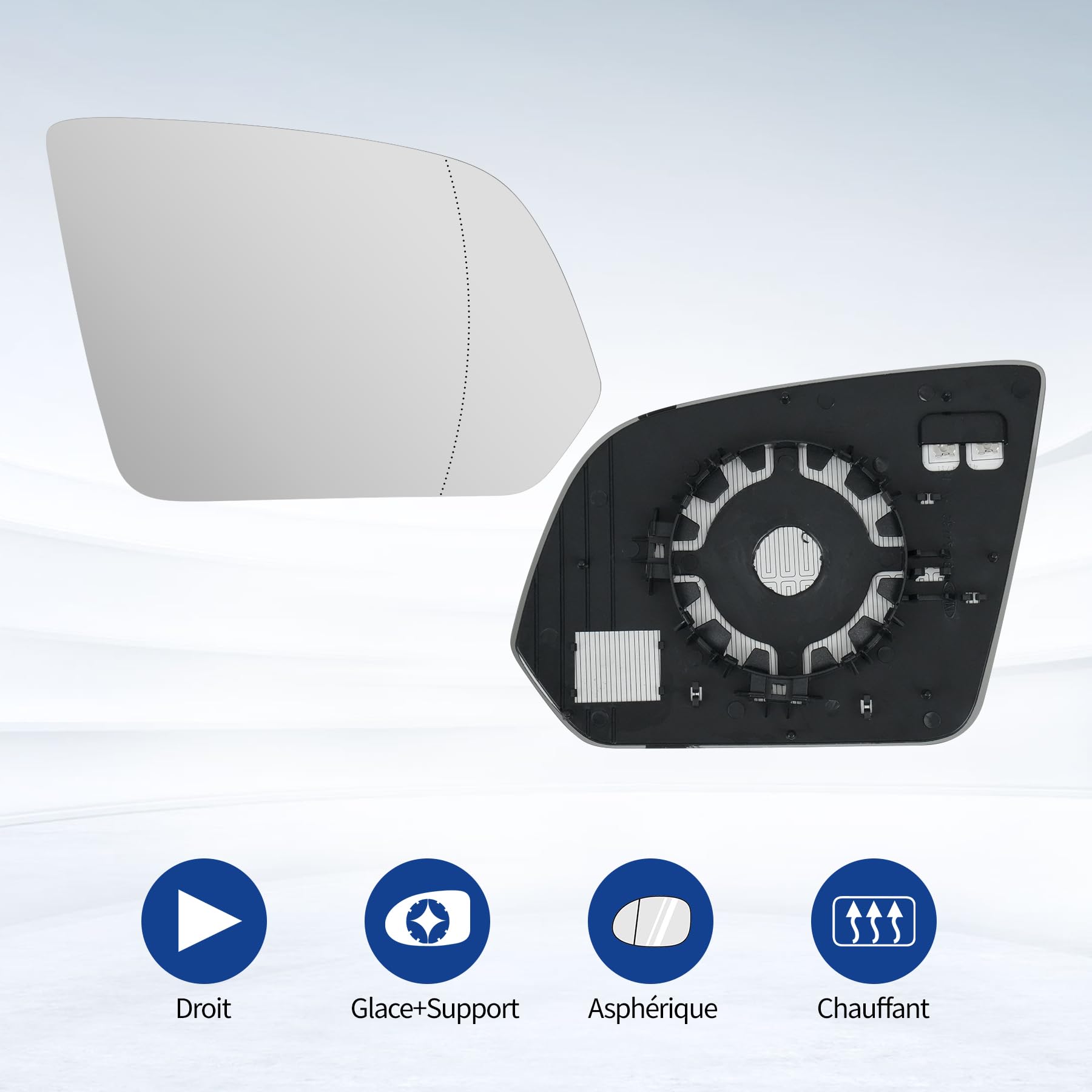 Spiegelglas Rechts für MERCEDES Vito/V-CLASS W447 2014-2020 Beheizbar Asphärisch