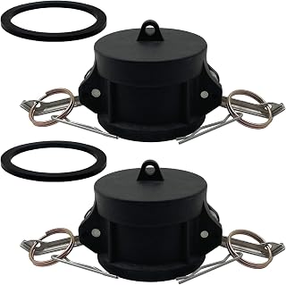 2PCS Camlock Fittings Poly Plastic DC-200 2" Type DC Standard Couplings Cam lock Fittings Polypropylene Cam Groove Fitting Dust Cap (2 inch, Type DC)