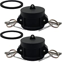 2PCS Camlock Fittings Poly Plastic DC-200 2" Type DC Standard Couplings Cam lock Fittings Polypropylene Cam Groove Fitting Dust Cap 2 inch, Type DC