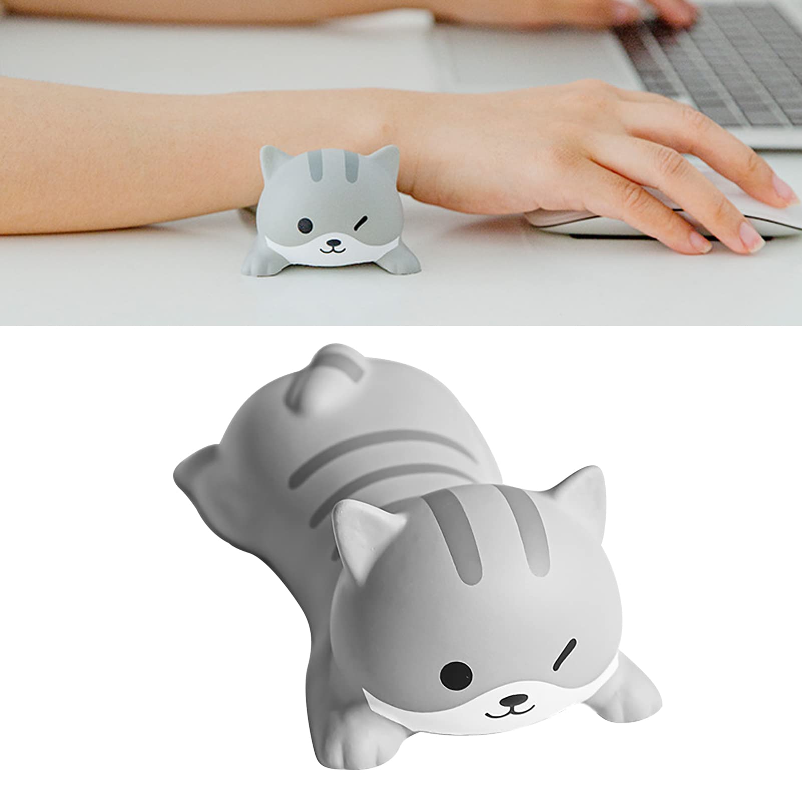 Tappetino Mouse Con Poggiapolsi A Gatto - Morbido Memory Foam, Ergonomico Per Computer - 3