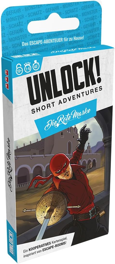 Space Cowboys, Unlock! Short Adventures - The Red Mask, Family Game, Puzzle Game, 1-6 Players, From 10+ Years, 45 Minutes, German