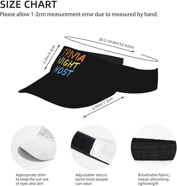 Trivia Night Host Sun Defense Adult Protection Visor8 Black