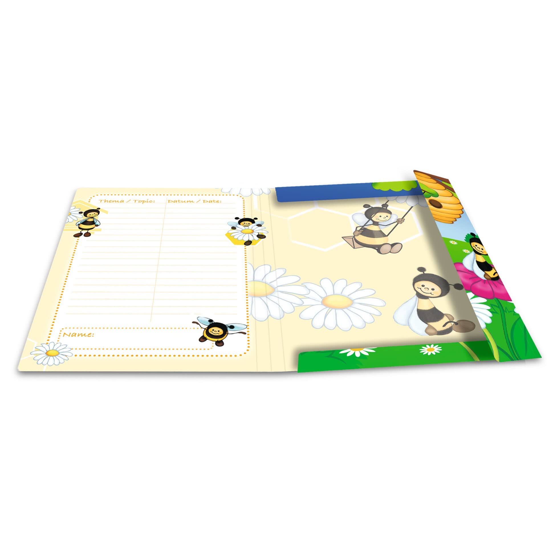 HERMA Folder A3 Bee Set of 3, Corner Folder Made of Cardboard with Nursery Motif, Elastic Band - Image 3