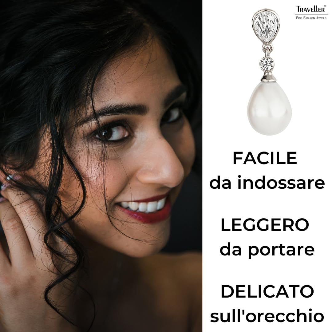Traveller Orecchini a clip, pendenti, perle di goccia, cristalli