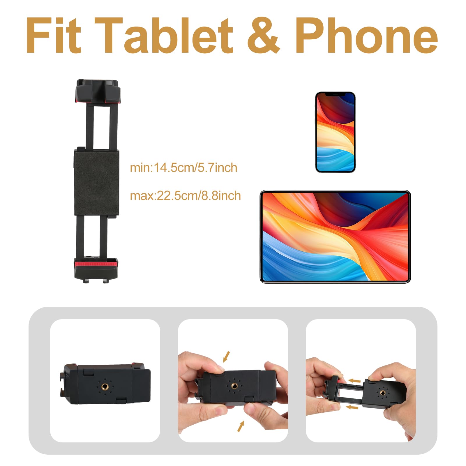 RANMING Support de téléphone à angle réglable pour batterie - Support de téléphone pour enregistrement, batterie électronique - Compatible avec smartphones et tablettes