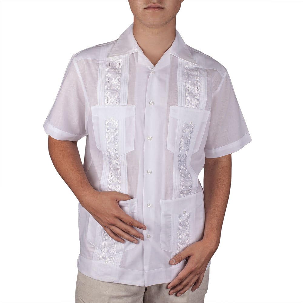 MYCUBANSTORE.COM Embroidered Cotton Blend Guayabera.