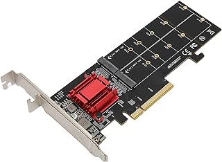 Dual M.2 PCIE Adapter, ASM1812 PCIE to NVMe Dual Drive Expansion Card, SSD to PCIE 3.1 X8 X16 Support NVMe SSD 2230 2242 2260 2280 22110 for Windows, for OS X, for Linux