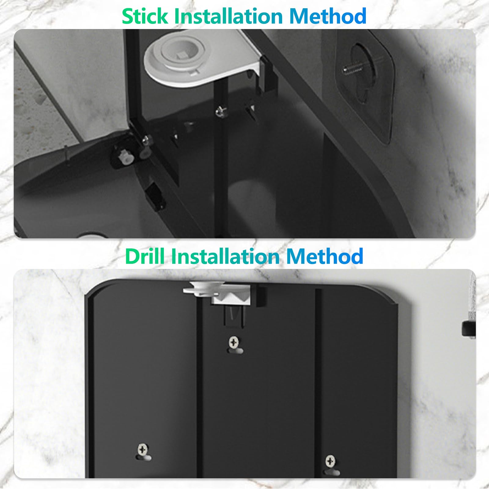 modunful Dispensador de toallas de papel montado en la pared, dispensador de toallas de papel de mano múltiple, soporte de toalla de papel plegable en C para baño, instalación sin agujeros, cubierta
