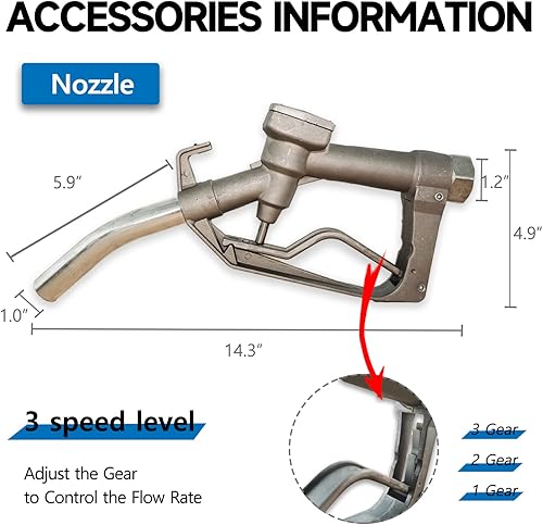 Miniatura 7 de TUNTROL Kit de bomba de transferencia de combustible eléctrica portátil de 12 V CC (boquilla+mangueras+filtro), para diésel, queroseno, máquina,