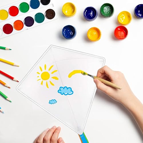 Vista 5 de DIY Kites for Kids Kite Making Kit Bulk, Decorating Coloring Kite Party Pack,White Diamond Kite Kits