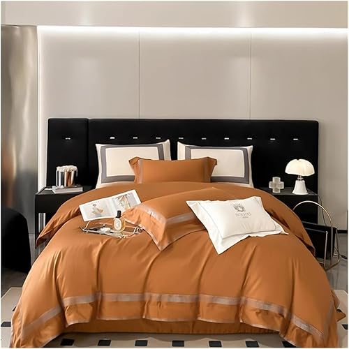 WuDLi 100% Cotton Duvet Cover Set, Bedding Set 4 Piece, Luxury Bedding Set Duvet Sheets Cotton 1000tc Queen King Size,Soft Bedding