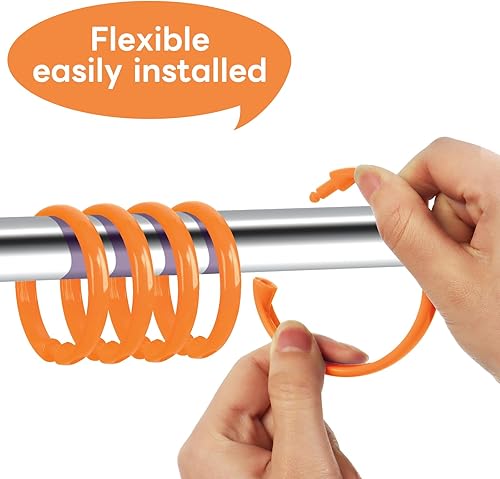 Miniatura 10 de Qulable Paquete de 12 anillos circulares para cortina de ducha, ganchos de plástico para baño, se deslizan fácilmente en la barra de ducha de baño
