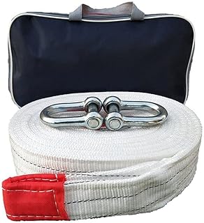 DSFHKUYB Corda de reboque, alças de reboque de recuperação para carro resistentes 11023Ib 5 toneladas 5M com 2 ganchos, cordas de tração de emergência  