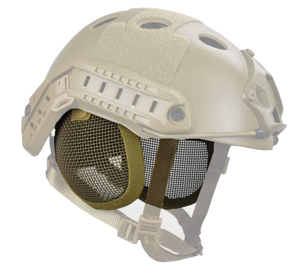JFFCESTORE Tactical Airsoft Military Paintball Metal Mesh Side Cover with Ear Protection for Fast Helmet (Not Including Helmet)