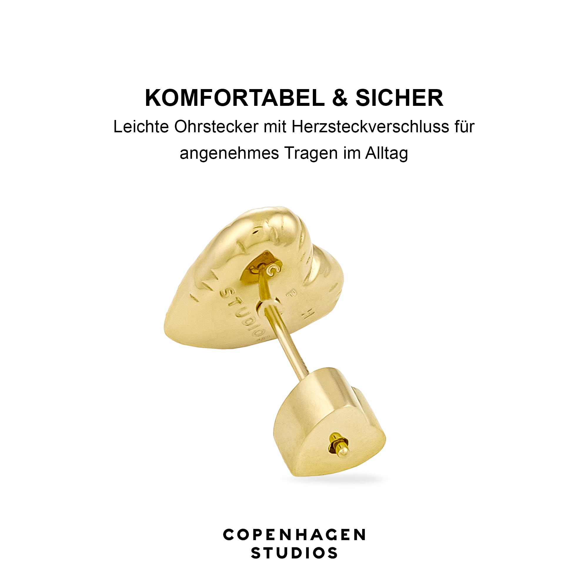 COPENHAGEN STUDIOS Ohrringe Balloon Hearts - romantische Ohrstecker für Damen in Herzform aus poliertem Edelstahl - wasserfest & hautfreundlich