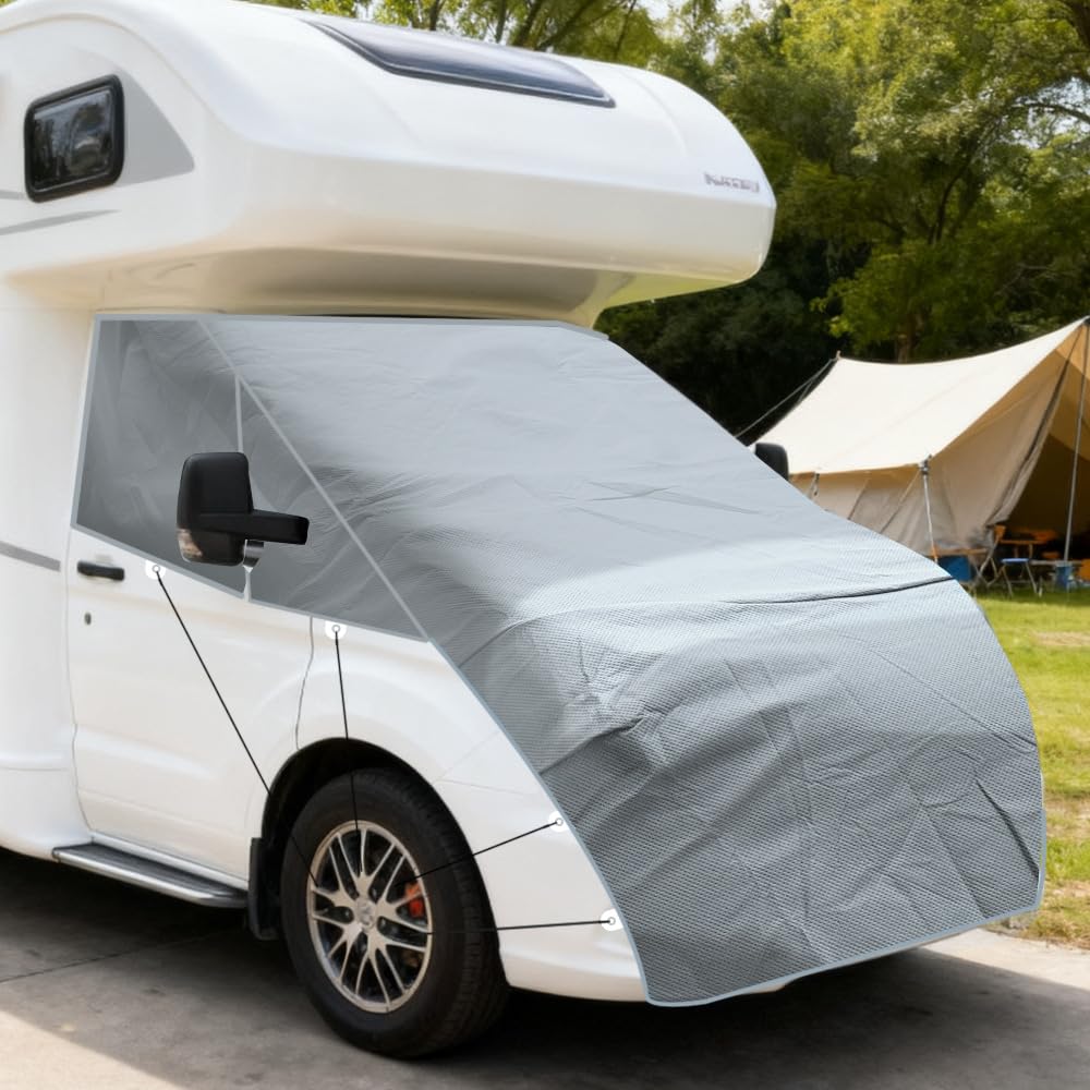 Cubierta completa para parabrisas de caravana y autocaravana, 600D Oxford, no tejida, impermeable, para Fiat Ducato, Peugeot, Boxer, Citroen Relay 2006+ Ram Promaster