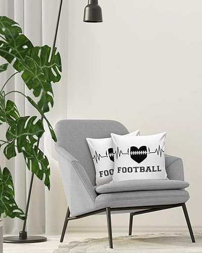 Miniatura 4 de Pack of 2 Cotton Throw Pillow Covers, Valentine's Day Rugby Ball Heartbeat Soft Square Pillow Covers Home Decoration Pillowcases for Living Room