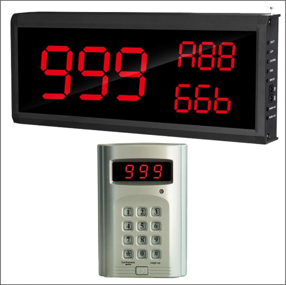 QMTWTFSSQueue Wireless Calling System 999-Channel Number Keypad Caller + 3 Nu...