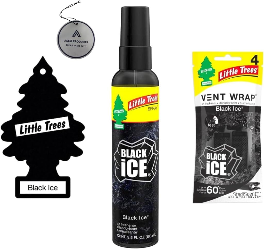 LITTLE TREES Car Air Freshener Hanging Paper Tree for Home or Car Black Ice 48