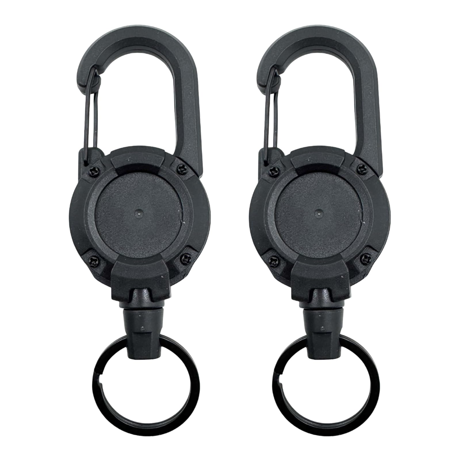 2 Pcs Retractable Keychain, Retractable Keyring, Key Chain - Heavy Duty 23.6 Steel Cord Badge Reel for ID Cards, Security Pass & Outdoor Use with Secure Locking Clips (Black)
