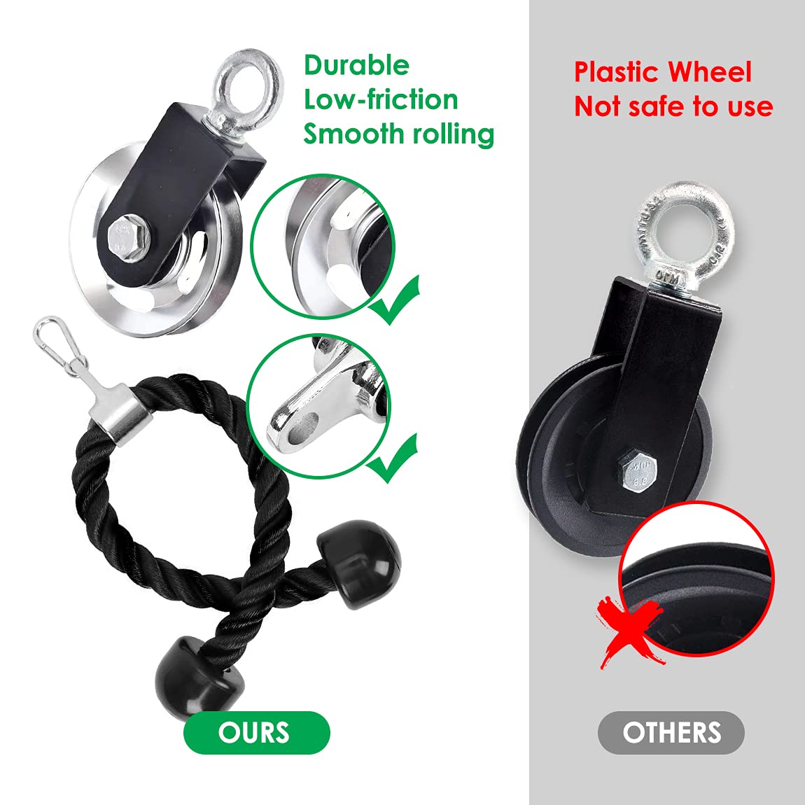 Muscle Fitness Pulley Cable System, wielofunkcyjny przyrząd do ćwiczeń typu "zrób to sam", trening tricepsów z wytrzymałą linką, trening siłowy mięśni, sprzęt fitness, ramię, system treningowy, akcesoria do domu, siłowni