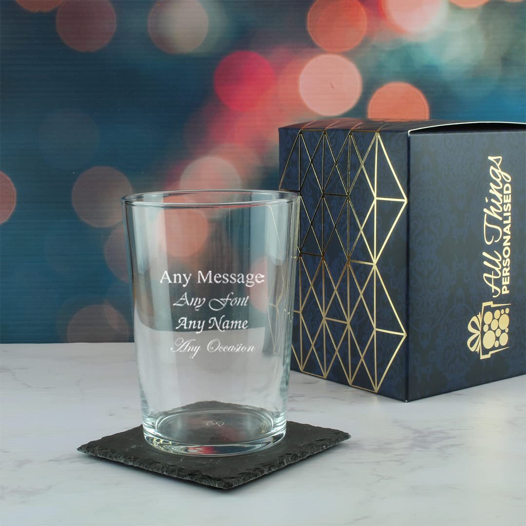 Verre Tubo gravé personnalisé de 532 ml, n'importe quel message, pour toutes les occasions telles qu'un anniversaire, un mariage, Noël, Pâques, l'obtention d'un diplôme, gravé au Royaume-Uni