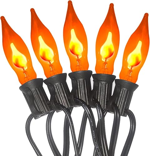 Miniatura 8 de Luces de Navidad para exteriores de 10 pies, tira de luces de llama parpadeante, 10 luces de llama vintage, tira de luces de Navidad enchufables
