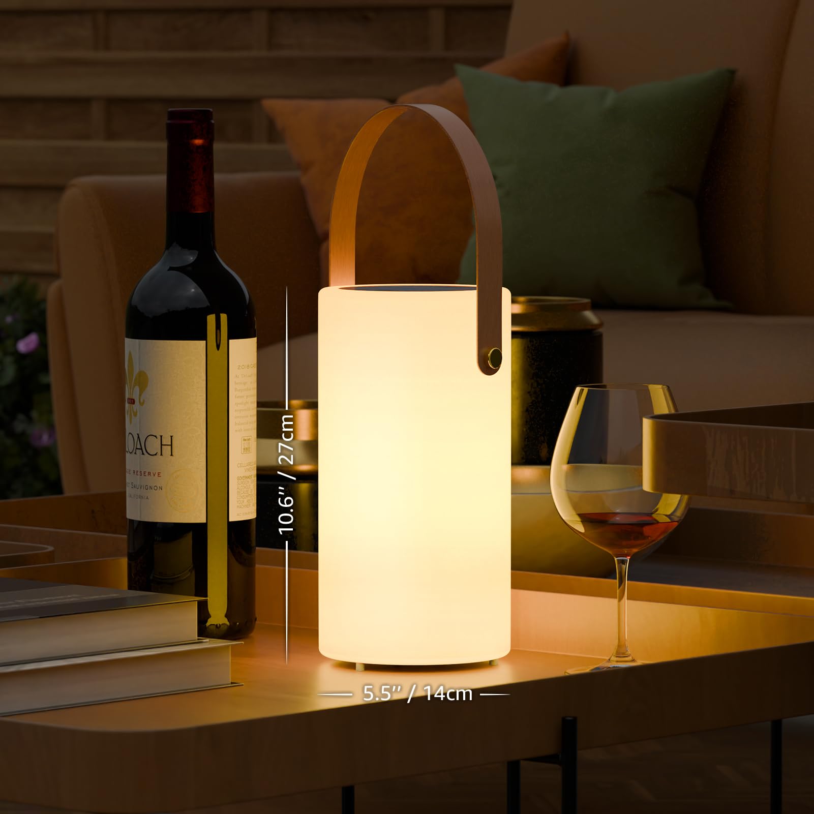 MALUX Lampe de table solaire d'extérieur 2 en 1 - Charge blanc chaud et RVB - Lampe de table LED avec télécommande IP44 - Étanche - Sans fil - Portable - Rechargeable - Pour jardin, terrasse, balcon