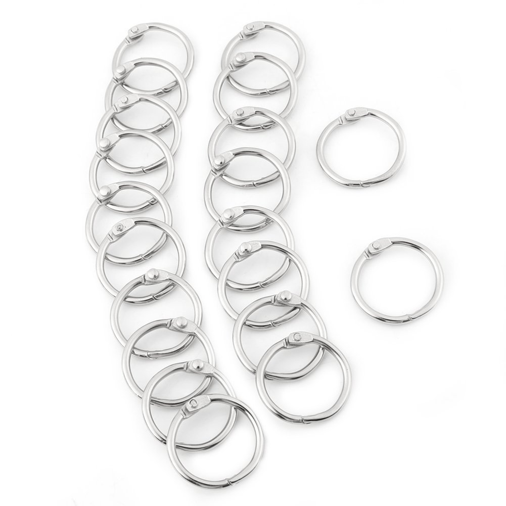 Hilitand 38Mm 20Pcs Hinged Segment Rings,3 Sizes Metal Hinged Ring Book Binder Split Key Rings Album Scrapbook Loose Leaf Clip(38Mm)