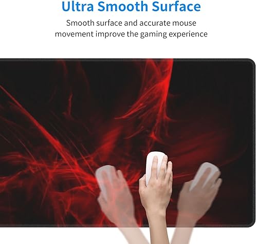 Miniatura 4 de Alfombrilla de mouse roja y negra grande para videojuegos, base de goma, alfombrilla para teclado XL, alfombrilla extendida para computadora en casa
