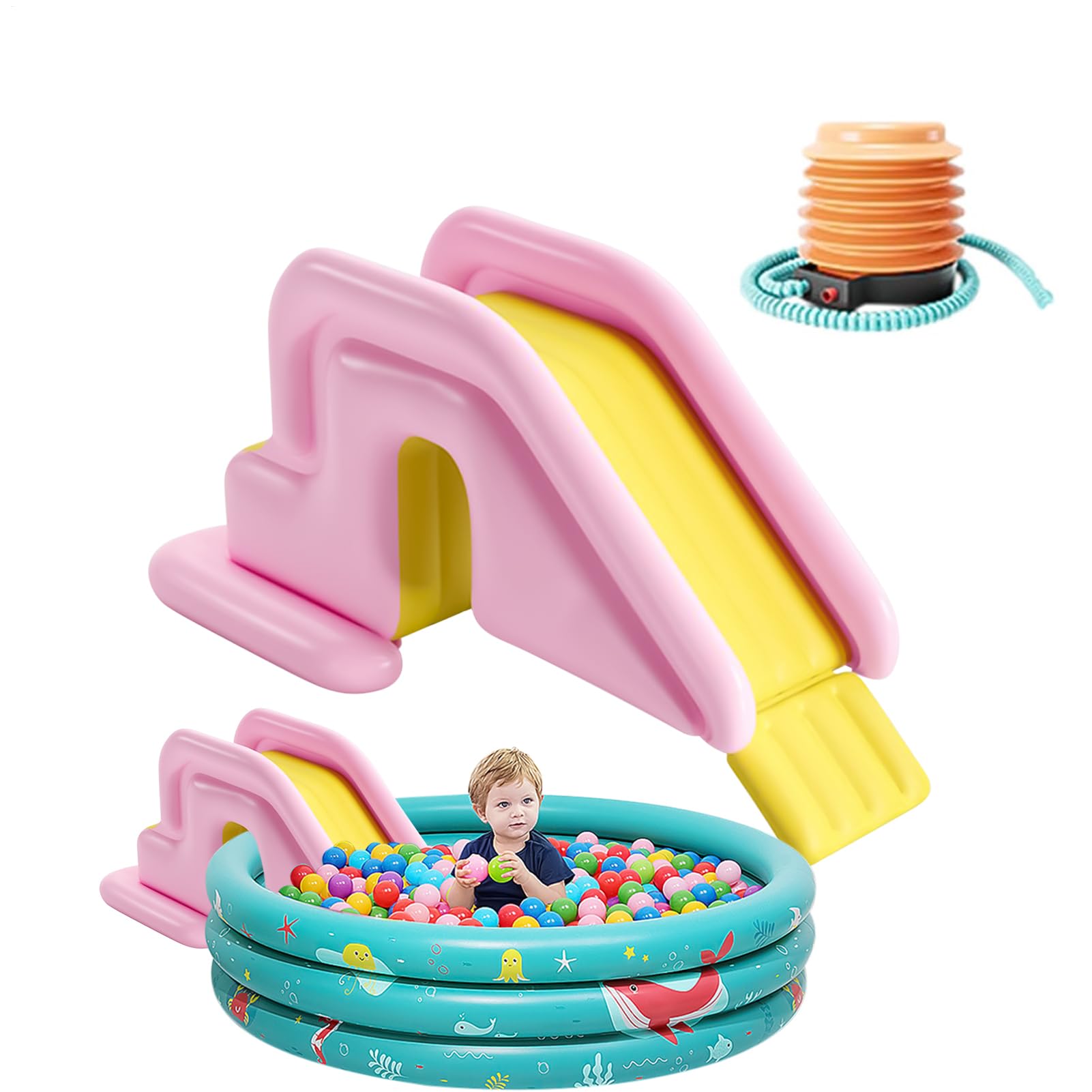 Inflatable Slide, Inflatable Water Slide with Steps, Overhead Pool Anti-roll Slide, Inflatable Pool Slide, Outdoor Water Park Fun Toys