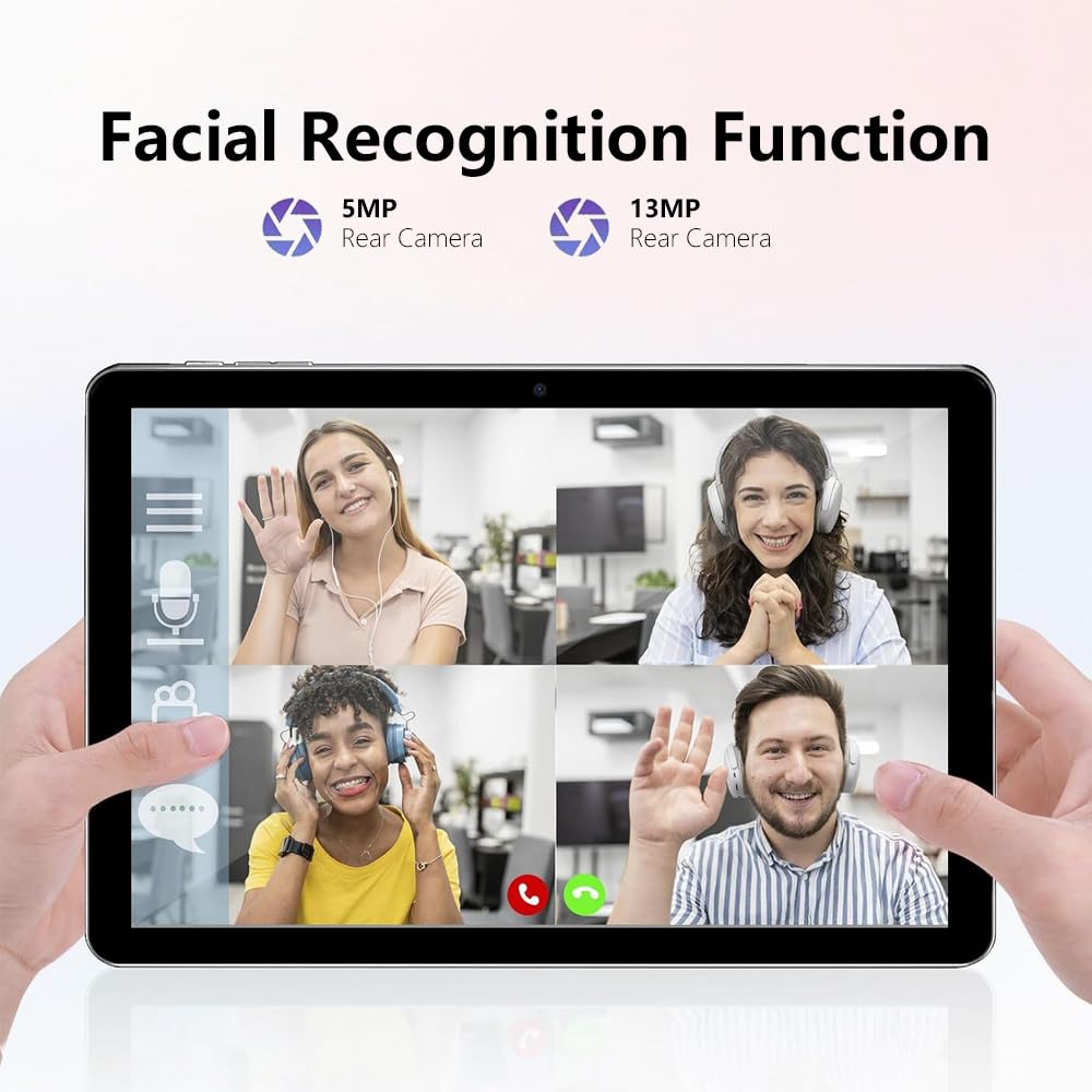 Crelander Tablette Android 13 10,1 pouces avec fente pour carte SIM 4G LTE Calling, batterie 12 Go + 512 Go, batterie 8000 mAh, double appareil photo, Bluetooth/WiFi, étui de protection, clavier - 5