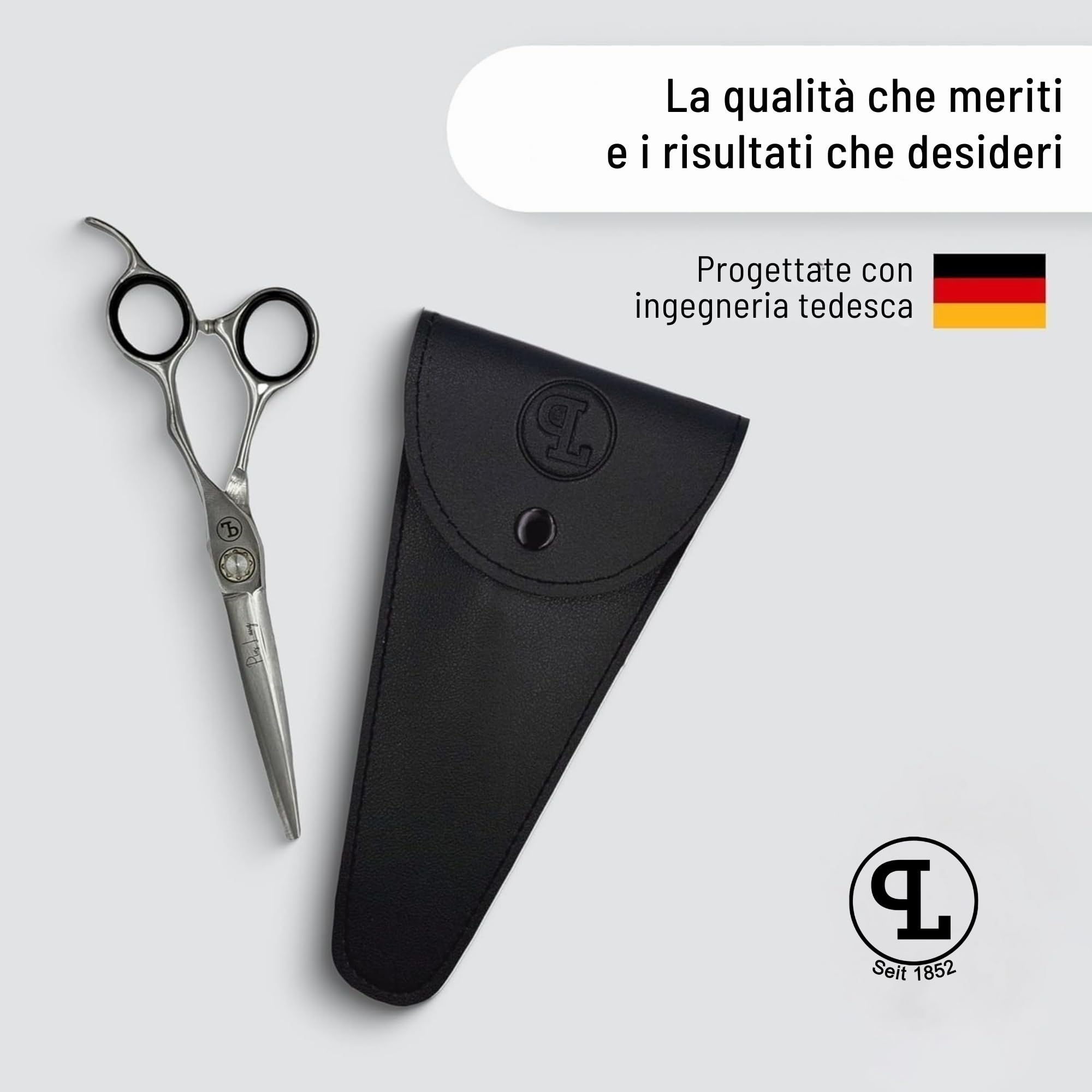 Forbici Professionali per Capelli 6,5" dal 1852, per Studenti di Parrucchieria e Principianti, Lame Convesse, Sistema a Cuscinetti a Sfera, Astuccio