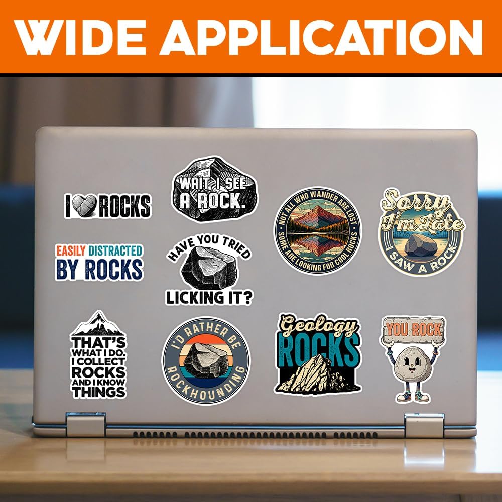MAIANEY (10Pcs, 3in) Geology Sticker Pack for Rock Collectors – Funny Rockhound Vinyl Decals, Rock Lover Stickers for Water Bottle, Laptop, Journal, Outdoor Hiking Gear