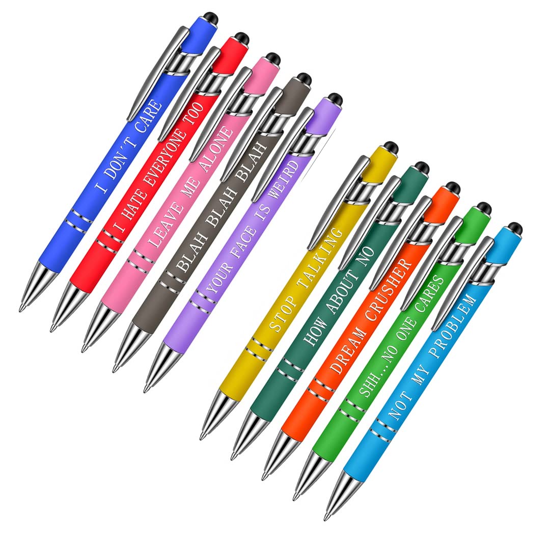 Vellichor Europe 10 x Bulk Pack of Funny Ballpoint Pens/Tablet Stylus for Office or Work Use, Black, 1 count (Pack of 10)