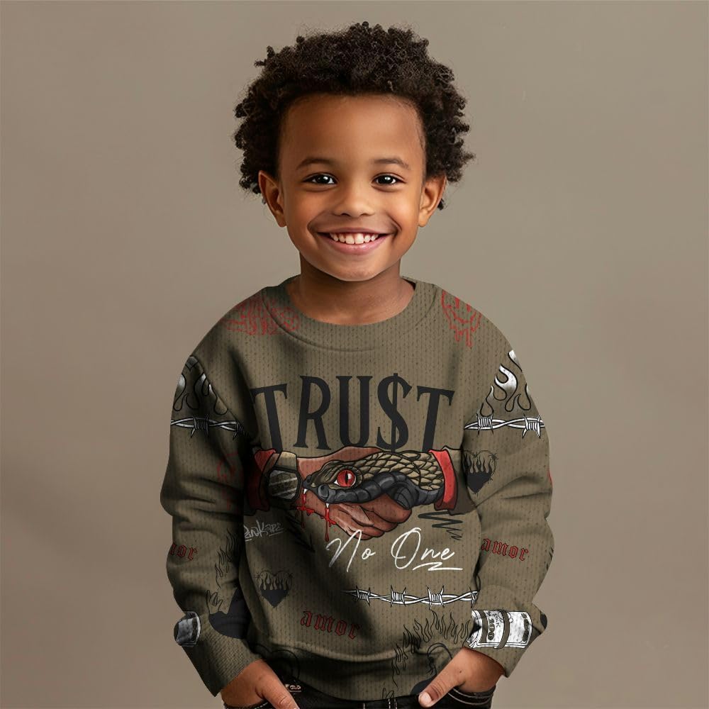 Dunkare Retro Olive 9s Sweater, 9 Olive Trust No One Sweater