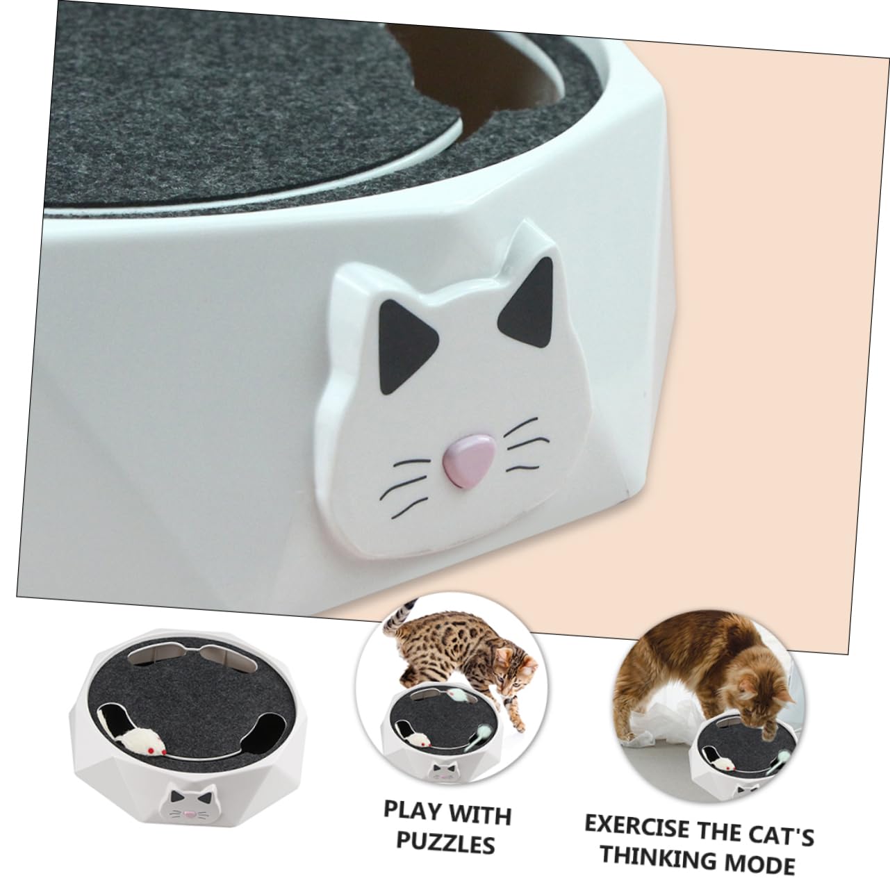 Sosoport Juguete Eléctrico para Gatos Ratón Giratorio Automático Blanco | Abs, 3 Pilas Aa Incluidas, Acción de Excavación, Experiencia de Caza Simulada, Portátil para Gatitos