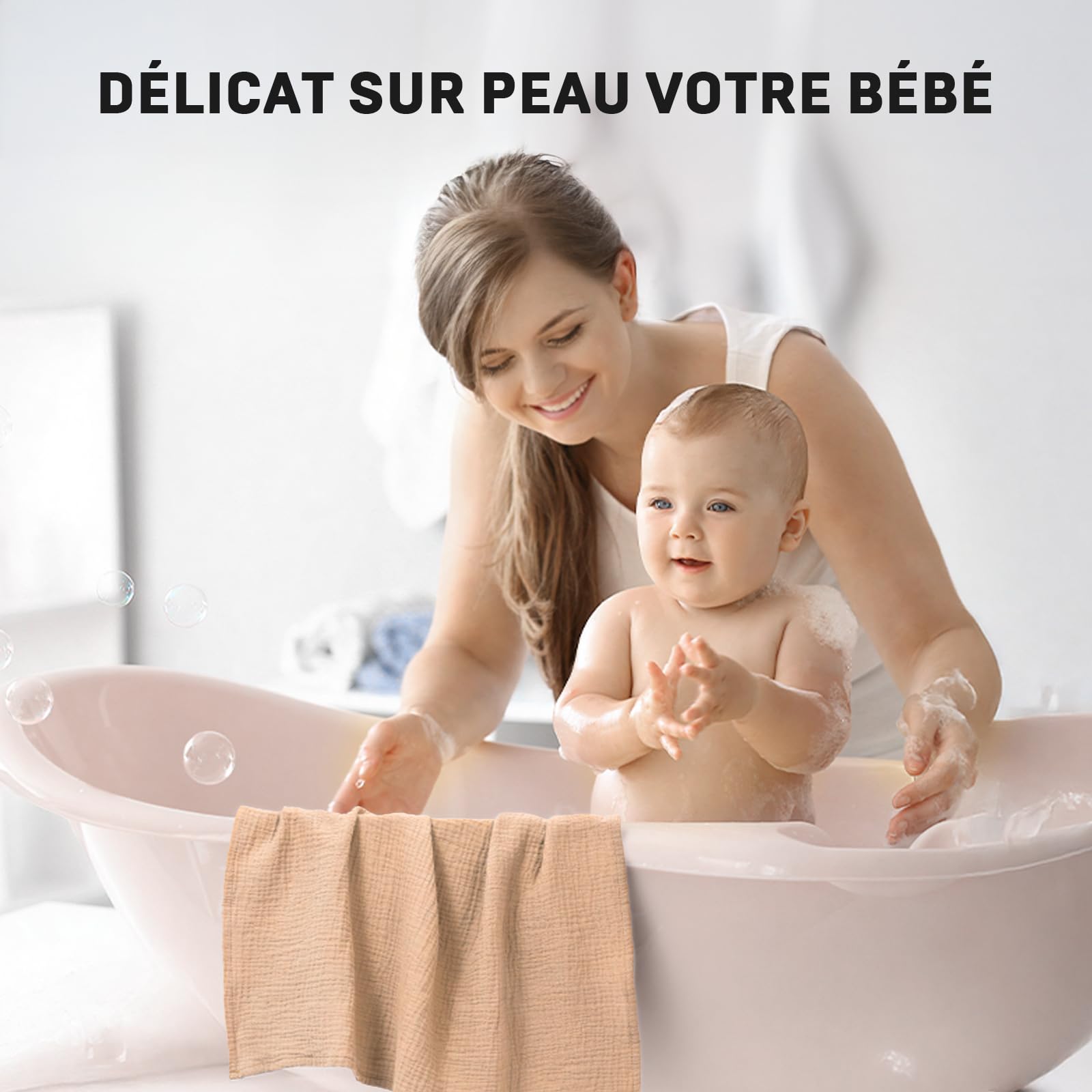 Lange Bebe 60x60cm - Lot de 4 Mousselines de Coton Langes Bébé, Ultra Douces, Absorbantes et Peau Sensible pour Bébé Filles et Garçons, Idéal pour Nettoyage et Protection, Lange Bebe en Gaze de Coton