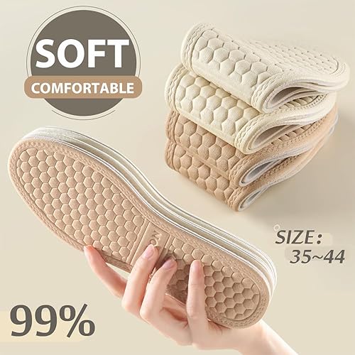 Miniatura 2 de 6 pares de plantillas transpirables, plantilla de repuesto fina y suave, cómodas plantillas de espuma de algodón de doble capa, inserción de zapatos